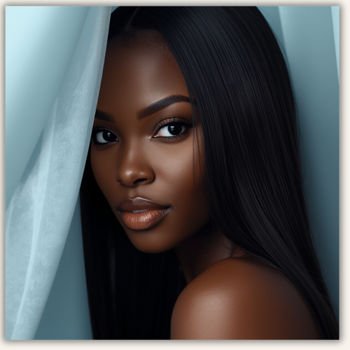Beautiful black woman model with long silky straight hair glueless wig